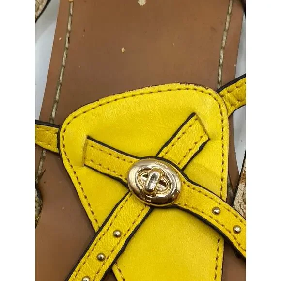 COACH Women's Yellow Thong Round-Toe Camara Ankle Strap Flat Sandals SZ 11 - Picture 3 of 8